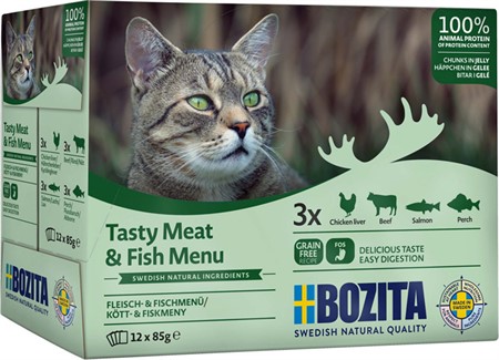 Bozita katt Multibox 12x85 g Kött&Fisk i gelé  / 1.02kg